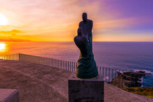 Tenerife, Spain. 12.12.2021. Monument Of Two Figures Holding Each Other's Hands