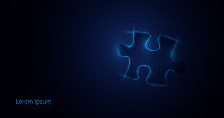 Aufkleber - Jigsaw puzzle with a missing piece. Business, Teamwork, Success. Low polygon line, triangles, and particle style design. geometric wireframe