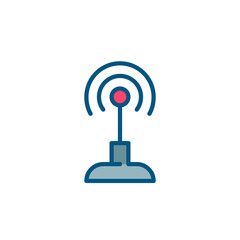 Wall Mural - Radio beacon. Wireless connection router. Pixel perfect, editable stroke colorful icon