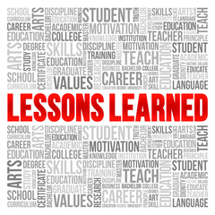 Wall Mural - lessons learned word cloud, education concept background