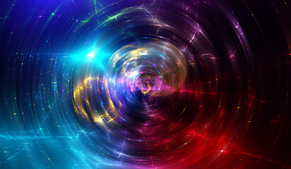 Wall Mural - abstract multicolored geometric illustration with circles. blurred background of the movement of lin