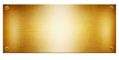 Wall Mural - Gold metal plate with space for your text isolated on white background 3D illustration.