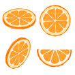 vector illustration of orange slices in isometry, isolated on a white background