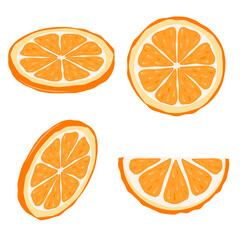 Wall Mural - vector illustration of orange slices in isometry, isolated on a white background