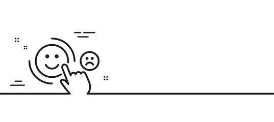 Customer satisfaction line icon. Positive feedback sign. Smile symbol. Minimal line illustration background. Customer satisfaction line icon pattern banner. White web template concept. Vector