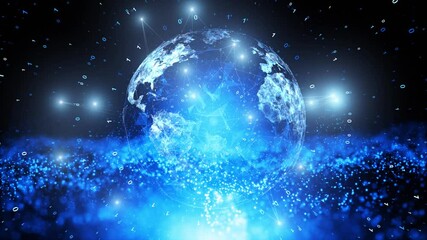 Wall Mural - artificial intelligence earth planet world map cyberspace science network.