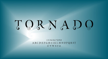 Abstract calligraphy type tornado wind fashion font alphabet. Minimal modern urban font for logos, brands, etc. Typography of capital letters and numbers. vector illustration