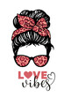 Messy bun, Girl with messy bun and glasses, Leopard bandana, Love vibes