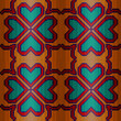 Seamless knitting ornate with flowers in orange, red, turquoise and blue colors, vector pattern as a fabric texture