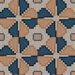 Seamless knitting ornate in muted blue and orange hues, vector pattern as a fabric texture, for plaid, clothes, blankets and other