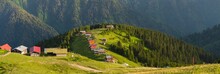 Panoramic View Of Pokut Plateau. Famous For Its Wooden Houses And Wonderful Nature, Pokut Plateau. Camlihemsin, Rize, Turkey