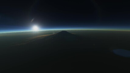 Wall Mural - Volcano on exoplanet in another solar system, 3d visualization