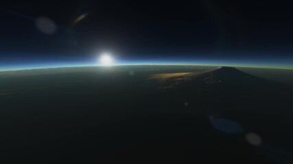 Wall Mural - Volcano on exoplanet in another solar system, 3d visualization
