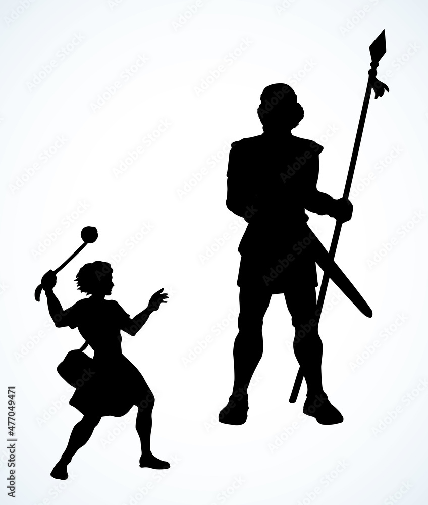 David and Goliath. Vector drawing Stock Vector | Adobe Stock