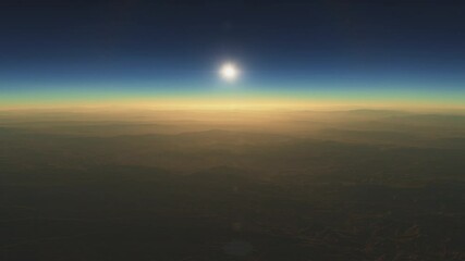 Wall Mural - Mountain in sunlight on exoplanet in another solar system, space view