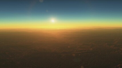 Wall Mural - Mountain in sunlight on exoplanet in another solar system, space view
