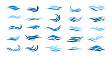 Vector Collection Of Waves. Abstract Water Forms For Creating Logos, Presentations, Templates.