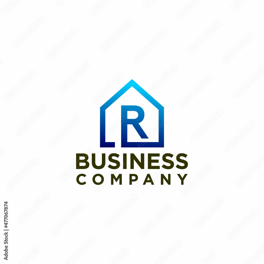 letter R and home logo design vector, construction and building logo ...