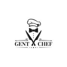Chef Hat, Knife, Bow Tie, Tuxedo, Utensil Vintage Restaurant Logo