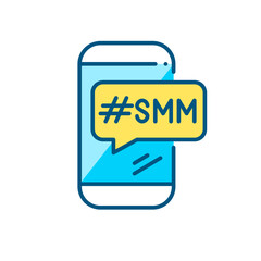 Wall Mural - smm hashtag message on a smartphone. pixel perfect, editable stroke color icon