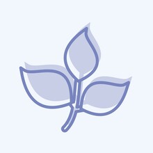 Leaves Icon In Trendy Two Tone Style Isolated On Soft Blue Background