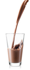 Wall Mural - chocolate milk or cocoa drink pouring into glass