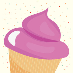 Wall Mural - pink cupcake illustration