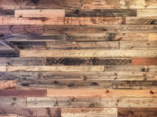 Old Brown Vintage Wooden Planks Wall Vintage Texture Abstract For Background For Design And Decoration. Wood Material Backdrop For Vintage Wallpaper. Reclaimed Wood Background.