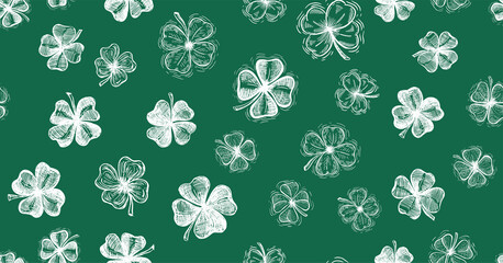 Wall Mural - Clover set, St. Patrick's Day. Hand drawn illustrations. Vector.