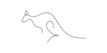 Continuous One Single Line Of A Kangaroos For Australia Day Celebration.
