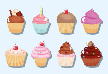 Sticker - set of sweet cupcakes