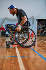 Competitions of the disabled at the stadium.