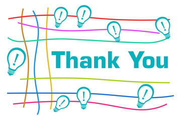 Poster - Thank You Turquoise Colorful Bulbs Lines Square 