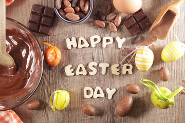 Poster - happy easter day and chocolates