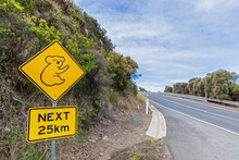 Koala Warning Sign On Roadside