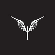 White Wings With Sword Logo Design Vector Graphic Symbol Icon Sign Illustration Creative Idea