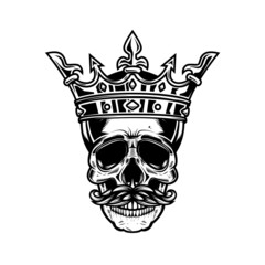 Wall Mural - Skull with king crown. Design element for logo, label, sign, emblem. Vector illustration