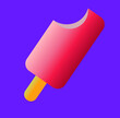 bitten ice cream on stick, vector illustration, icon