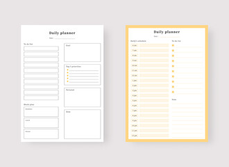 Wall Mural - Daily planner template. Set of planner and to do list. Modern planner template set. Vector illustration. 