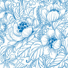 Elegant Ethnic Decorative Blue Floral Pattern Design