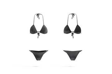 Canvas Print - Blank black woman bikini mockup, front and back view