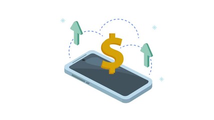 Poster - smartphone device animation with dollars symbol