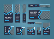 Business web banner template set and horizontal and vertical google web banner design or social media cover ads banner design
