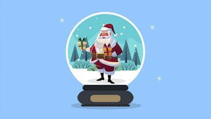 Sticker - merry christmas animation with santa in sphere