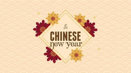 Canvas Print - chinese new year animation with flowers