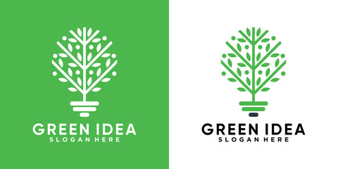 green idea logo design with creative concept