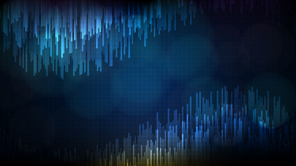 abstract futuristic technology background of blue random bar city block data