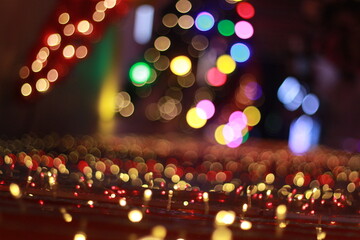 Wall Mural - Blur bokeh light bokeh abstract light background Blurred background. with color and bright on a New year Event.