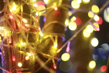 Wall Mural - Blur bokeh light bokeh abstract light background Blurred background. with color and bright on a New year Event.