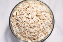 Overhead View Of Bowl Of Oats